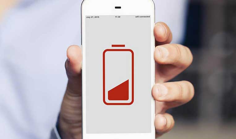 Image of low battery on the phone.