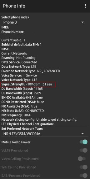 Samsung Field Test Mode O5.2